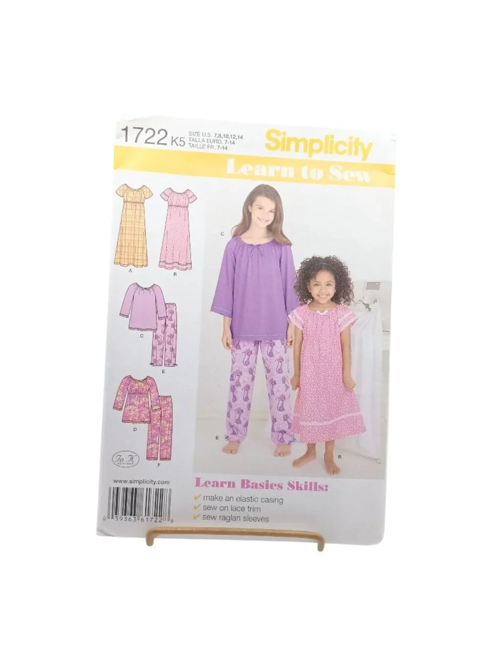 UNCUT Simplicity 1722 K5 Learn To Sew Pattern For Child & Girls Lounge Dress